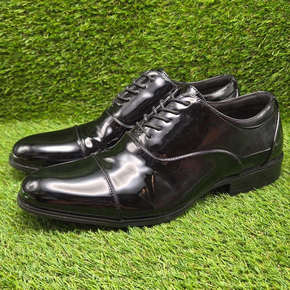 Stacy Adams Gala Cap Toe Oxford Patent Dress Shoes Black Men's SIZE 9